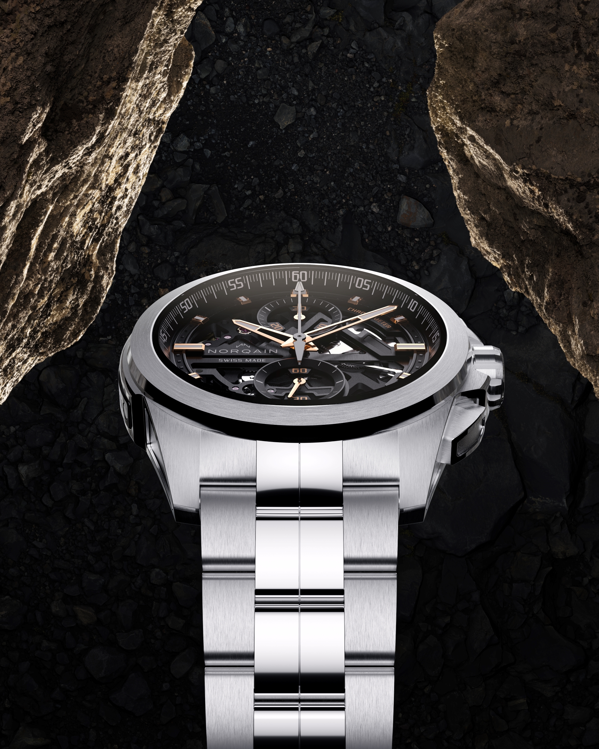 Norqain Independence Skeleton Dial Chrono Watch,  42 mm