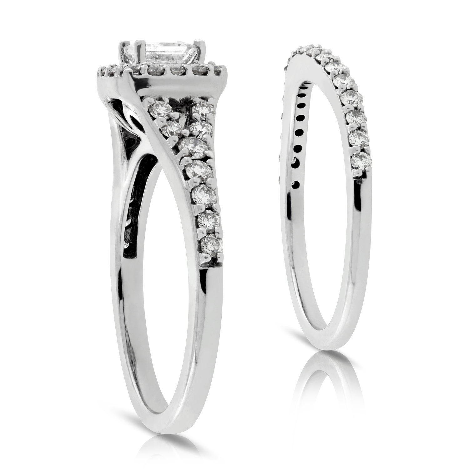 Princess Cut Diamond Halo Wedding Set 14K Ben Bridge Jeweler