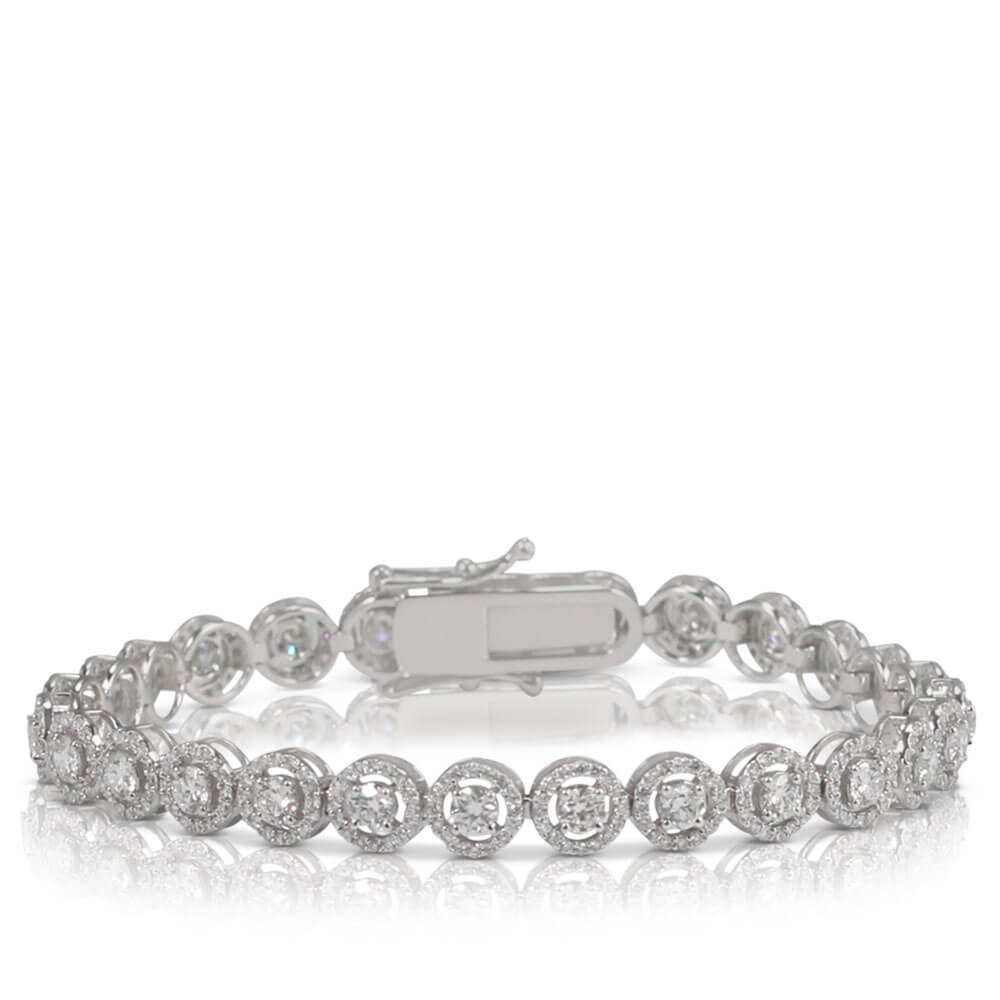 Multishape Halo Diamond Tennis Bracelet - Signi Jewels
