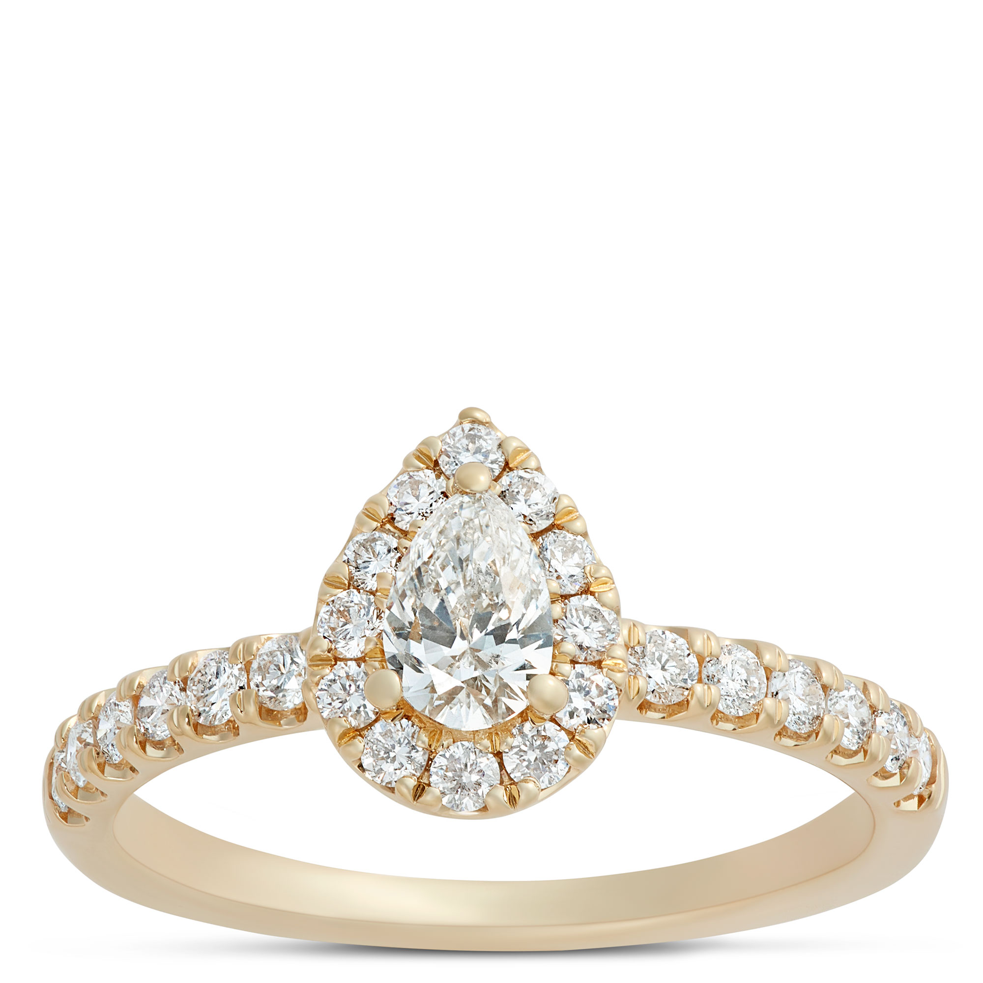 Pear Shaped Diamond Bridal Set, 14K Yellow Gold