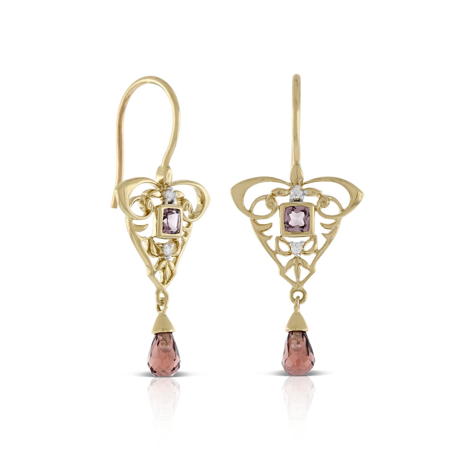 Briolette Cut & Diamond Drop Earrings 14K Ben Bridge Jeweler