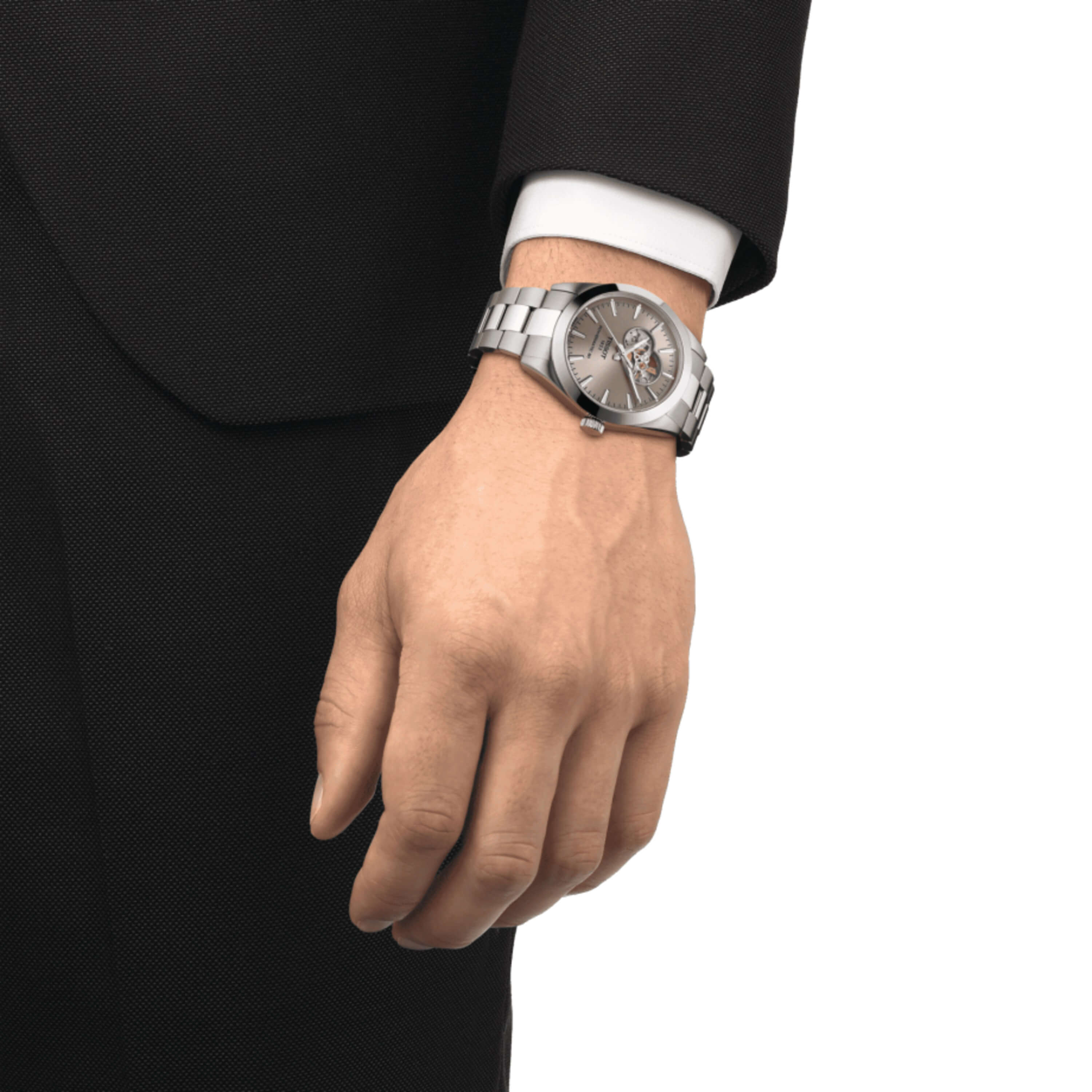 TISSOT Gentleman Open Heart Gray Dial Watch, 40mm