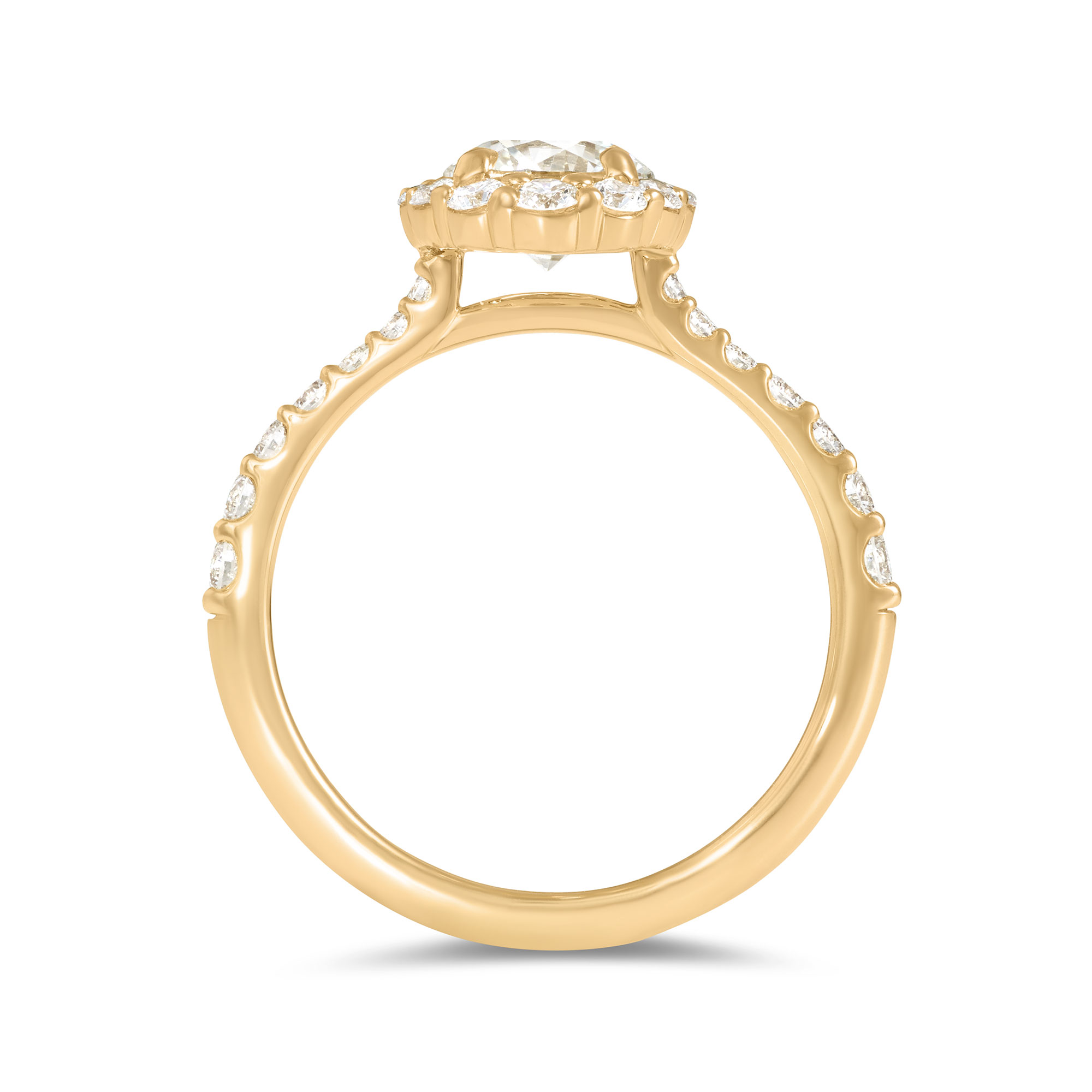 Bella Ponte Round Diamond Halo Engagement Ring, 18k Yellow Gold