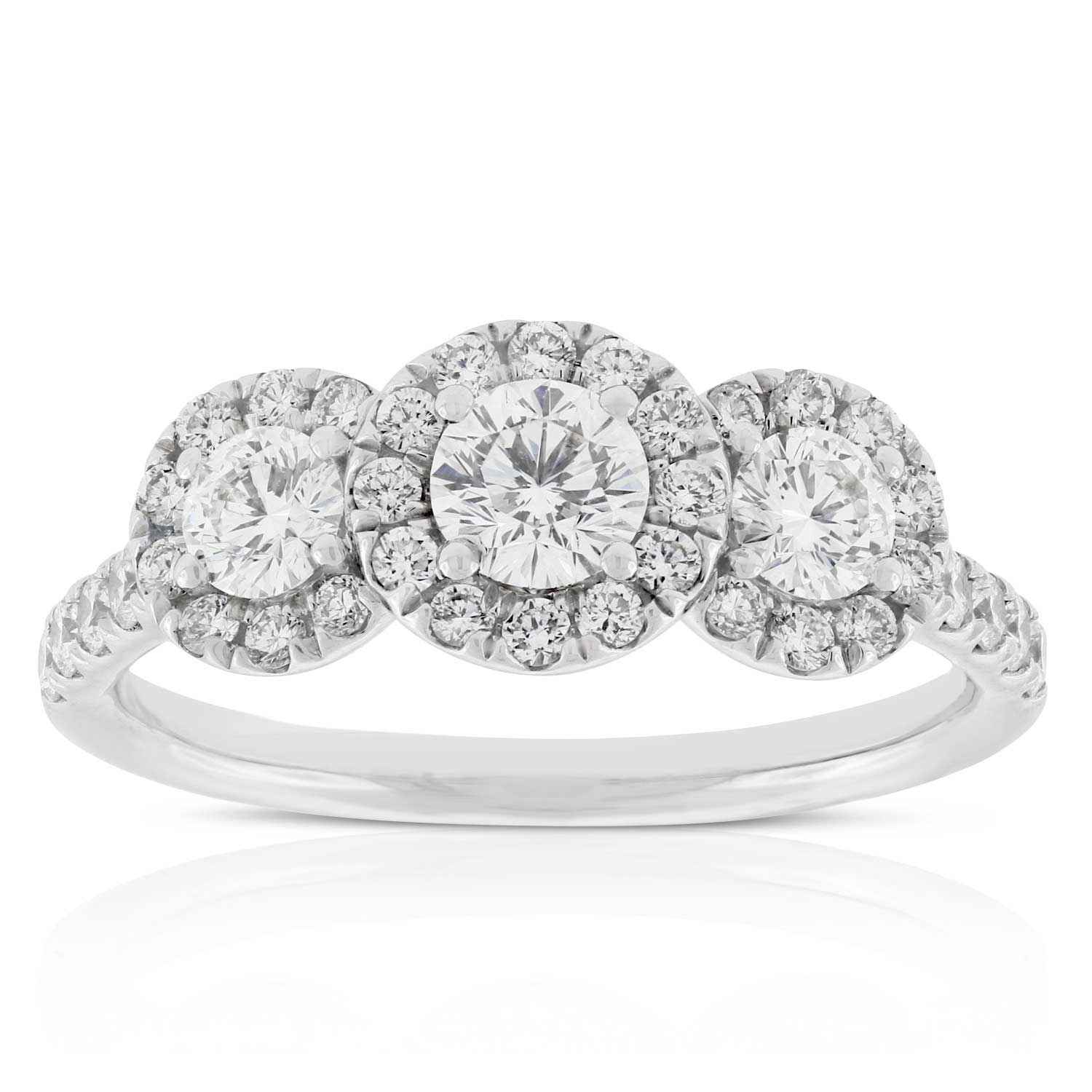 Signature Forevermark Three Stone Diamond Halo Ring 18K Ben Bridge