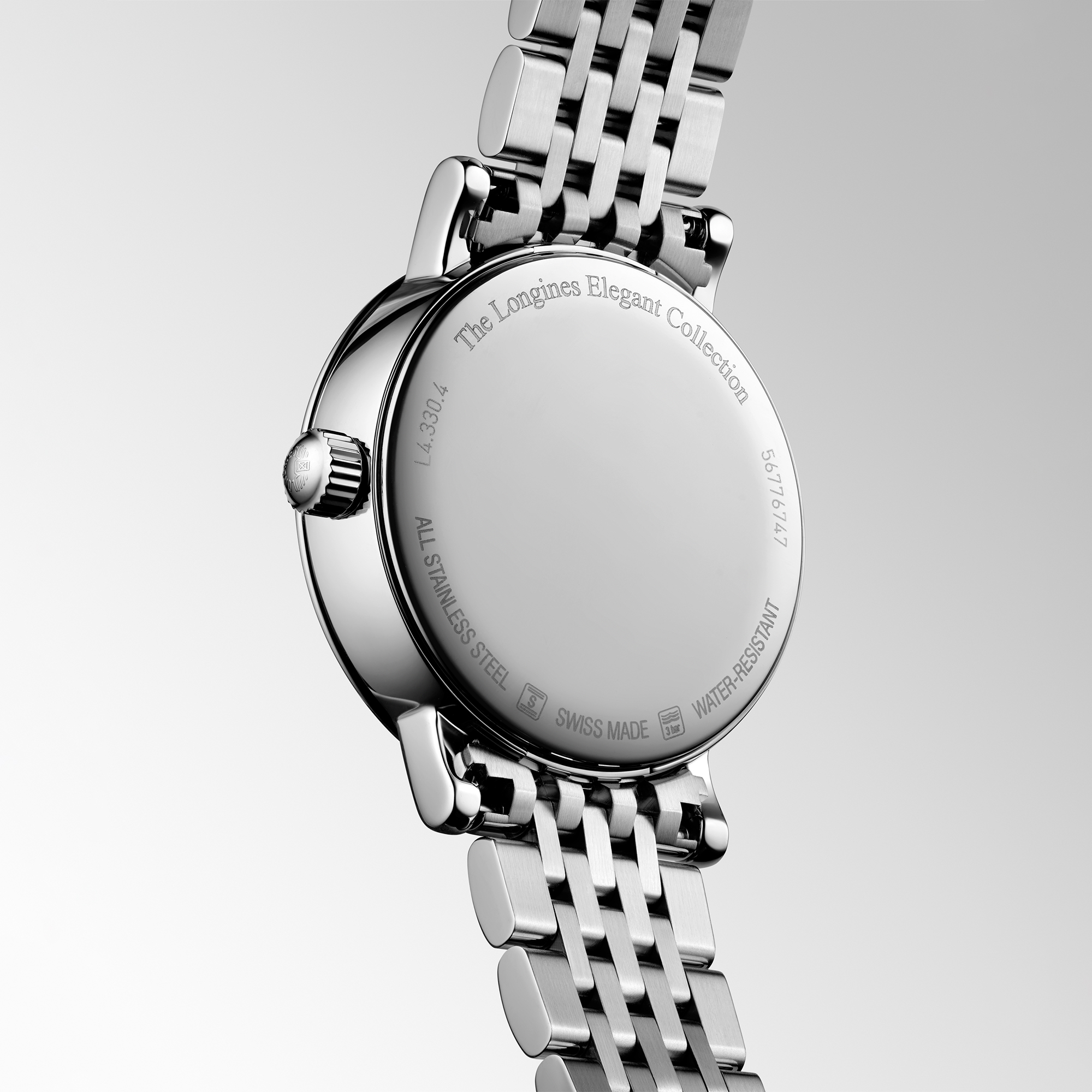 Longines Elegant Collection Moon Phase White Mother-of-Pearl Dial Watch, 30mm