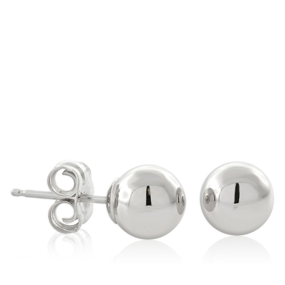 White Gold Ball Earrings 14K, 6mm Ben Bridge Jeweler