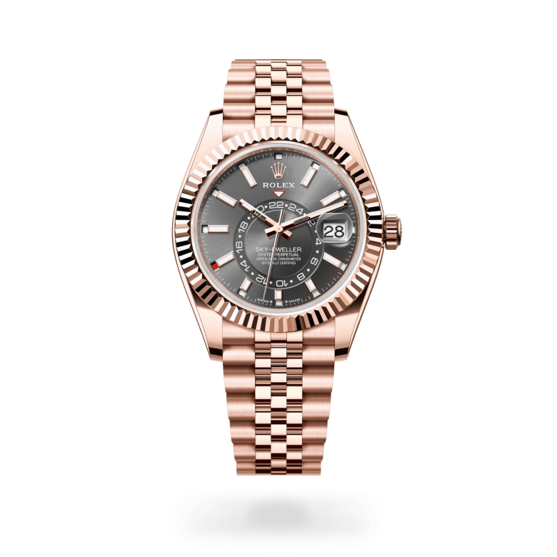 rolex sky-dweller in 18 ct everose gold, m336935-0008 - ben bridge