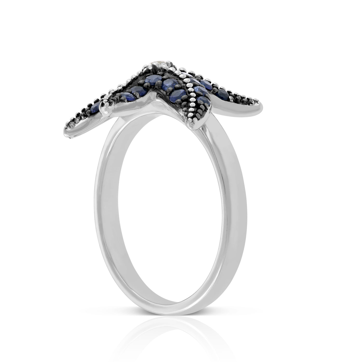 Sapphire & White Topaz Starfish Ring