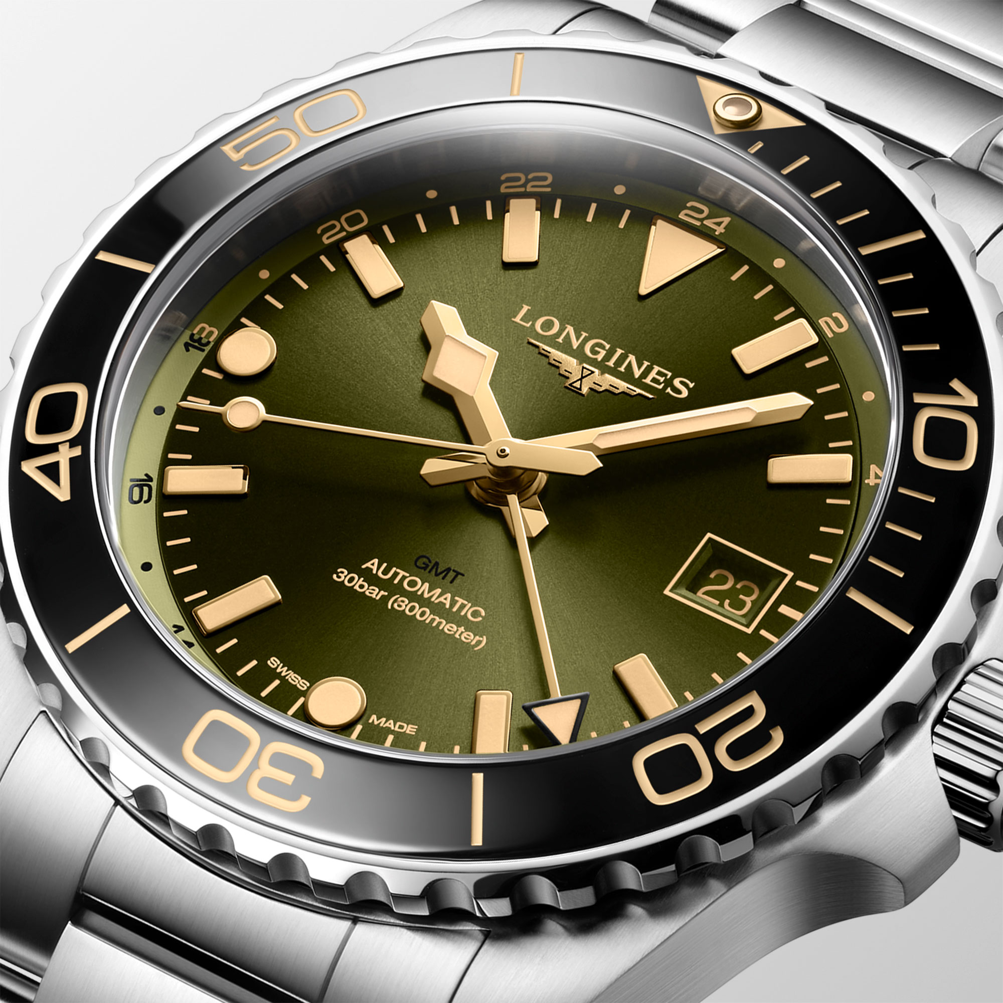 Longines Hydroconquest GMT Green Dial Watch, 41mm