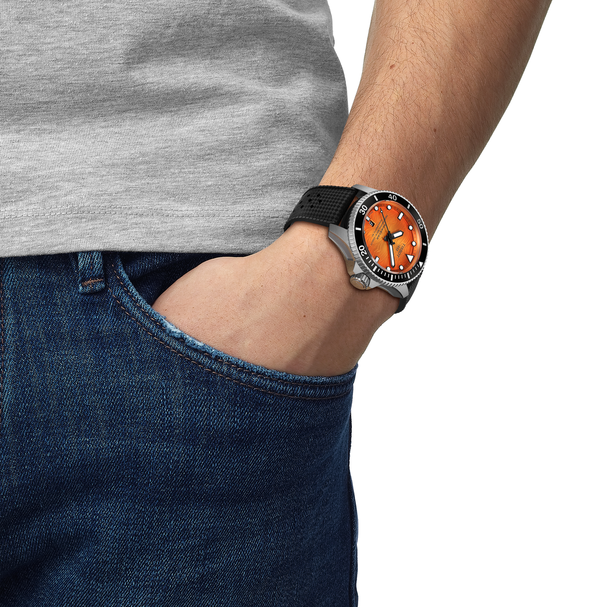 TISSOT Seastar 2000 Orange Dial Watch, 44mm