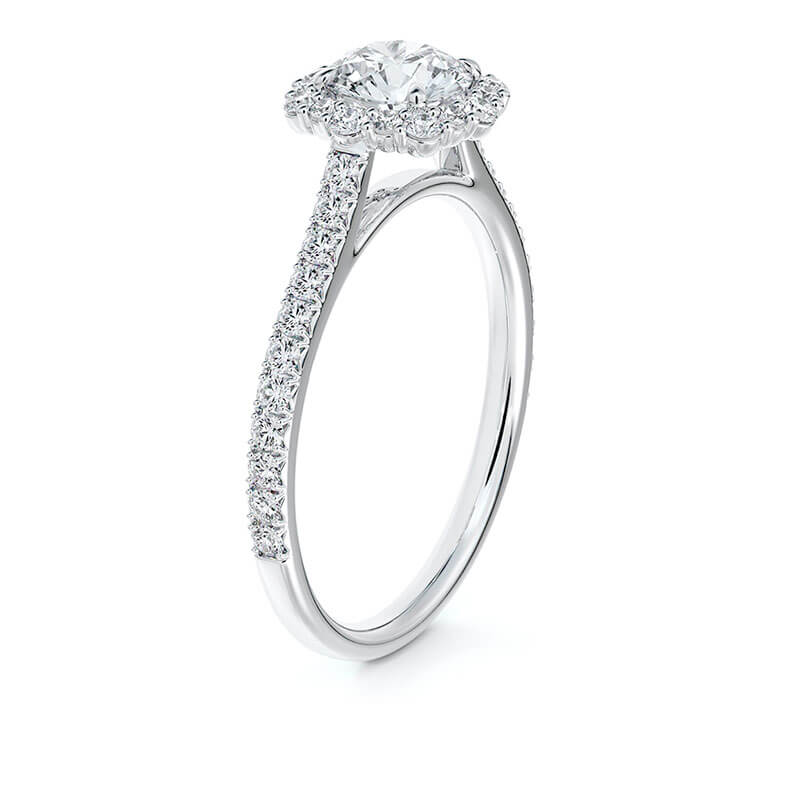 Floral Halo Diamond Engagement Ring 18K