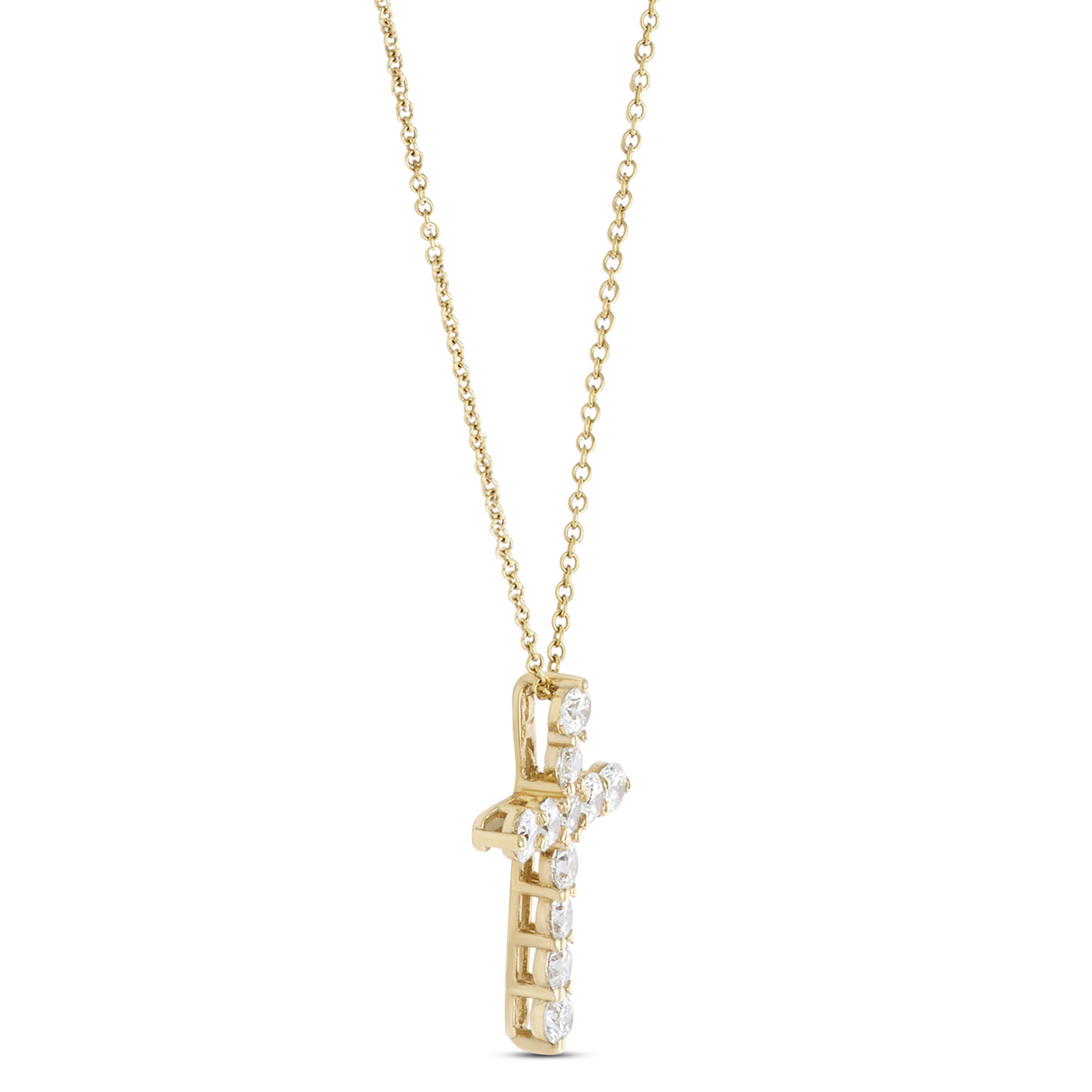 Diamond Cross Pendant, 14K Yellow Gold