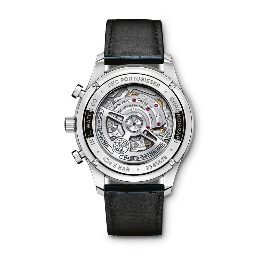 IWC Portugieser Silver Dial Blue Detailed Chronograph Watch, 41mm