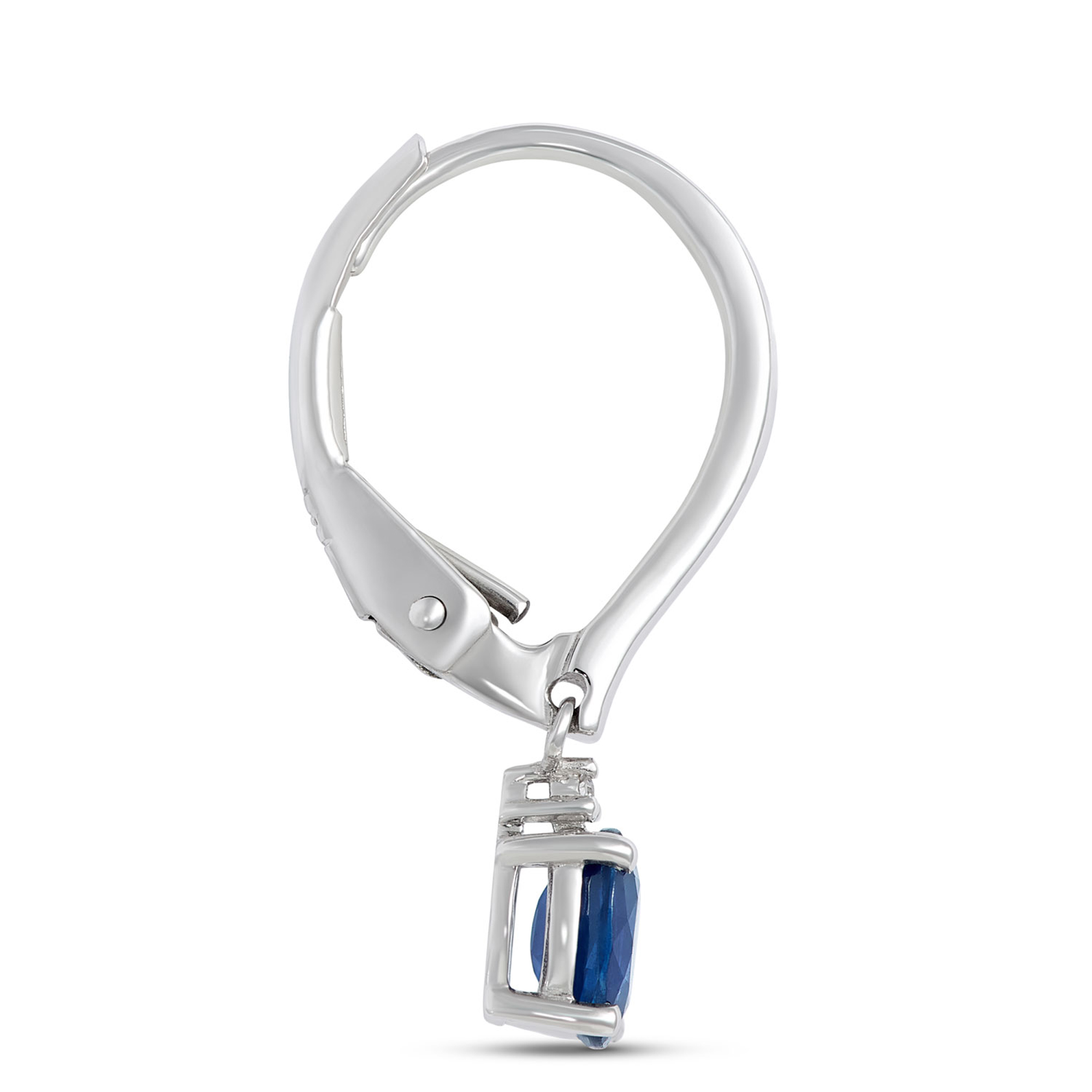 thumbnail image 2 of 14k Real Yellow GOLD Natural Blue SAPPHIRE And DIAMOND Dangle Leverback 2 of 9