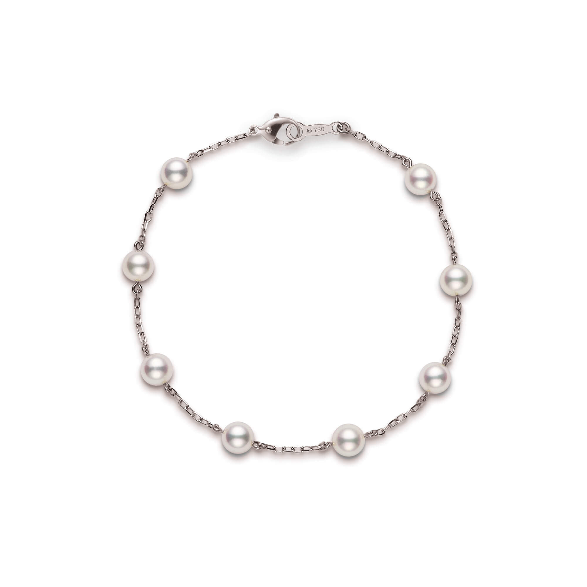 Mikimoto Akoya Cultured Pearl Station Bracelet, 18K White Gold
