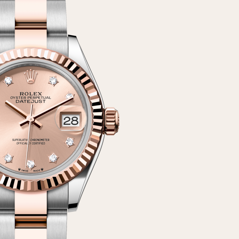 rolex lady-datejust in everose rolesor - combination of oystersteel and everose gold, m279171-0028 - watch dial - ben bridge