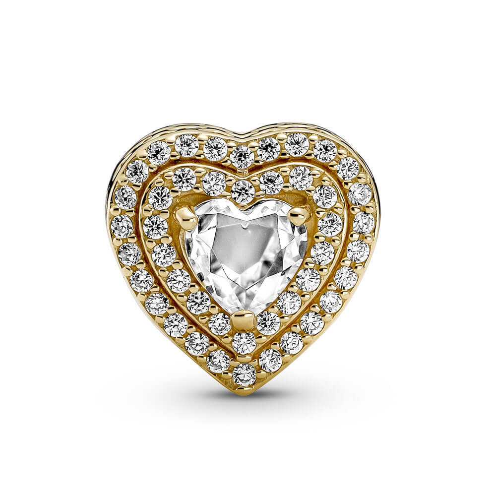 Pandora Sparkling Levelled Hearts CZ Charm 14K