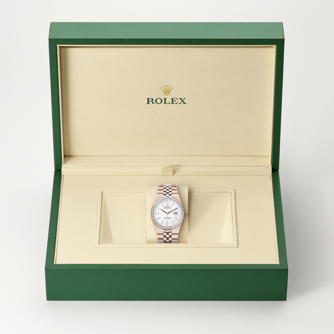 rolex land-dweller in 18 ct everose gold, m127285tbr-0002 - in rolex box - ben bridge