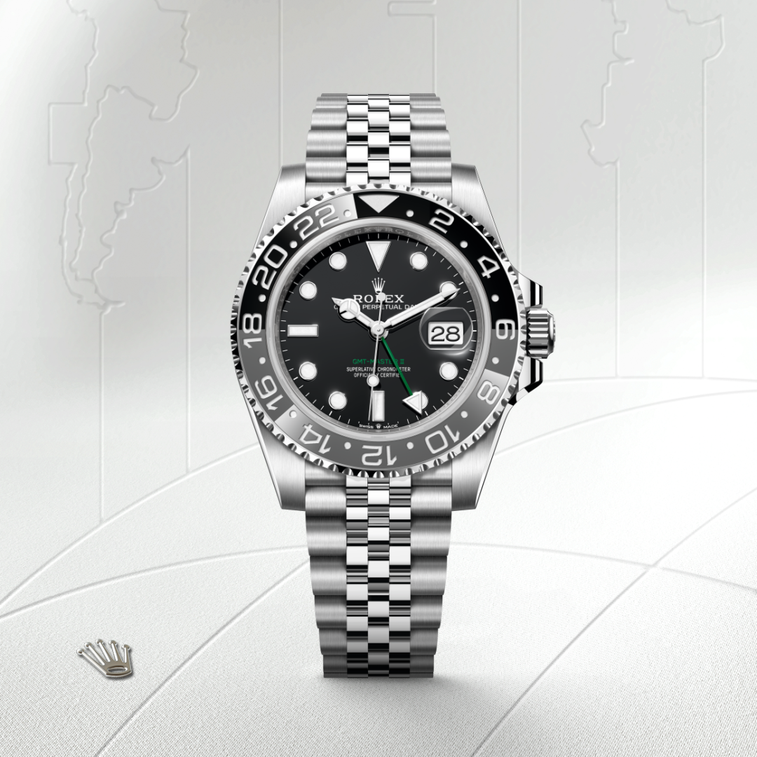 rolex gmt-master ii in oystersteel, m126710grnr-0003 - watch with background color - ben bridge