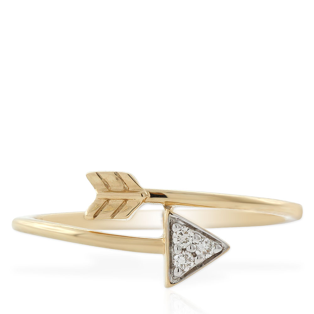 Diamond Arrow Midi Ring 14K