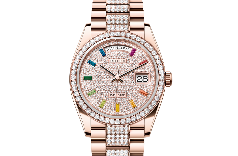 Rolex Day-Date 36 Day-Date Oyster, 36 mm, Everose gold and diamonds - M128345RBR-0043 at Ben Bridge