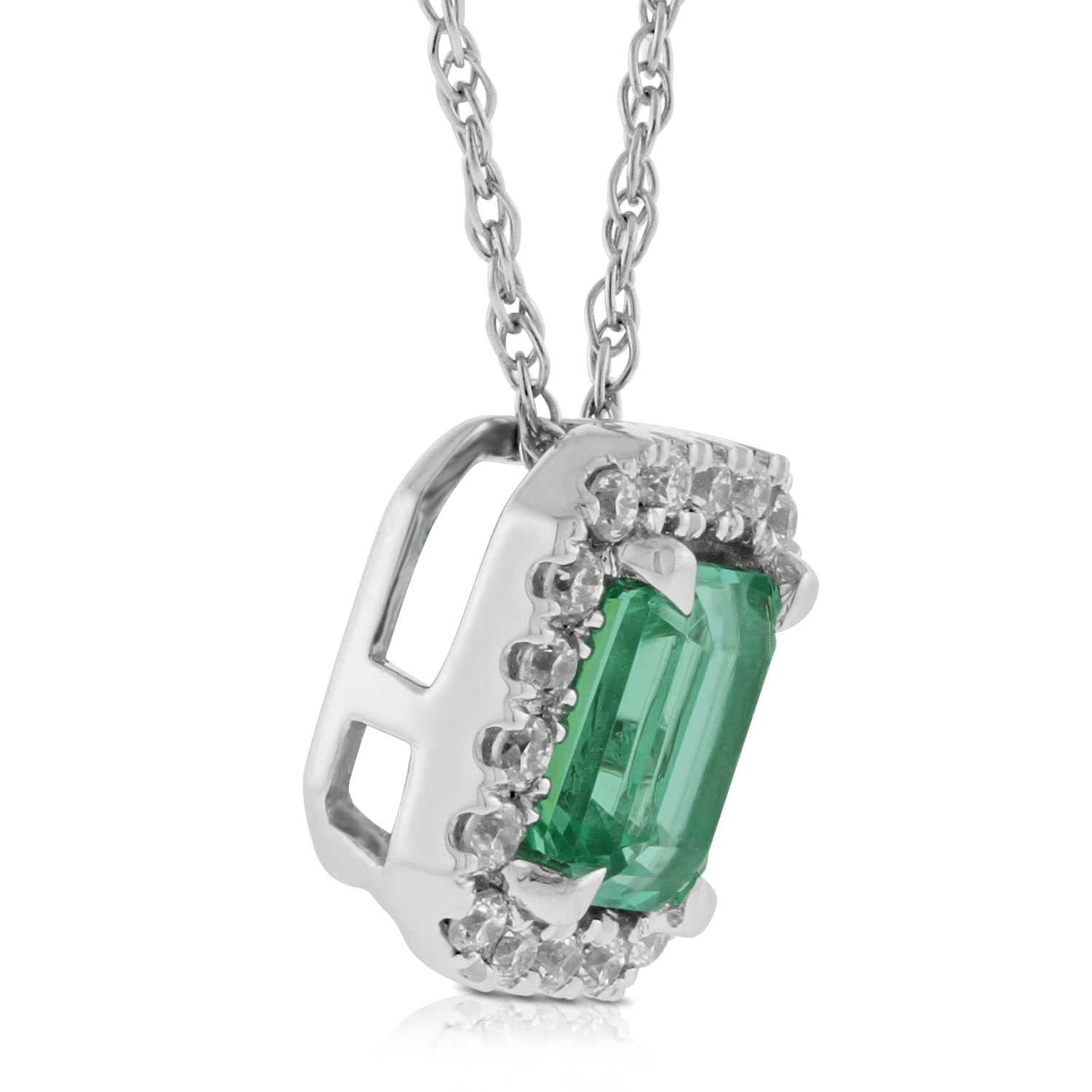 Emerald & Diamond Pendant 14K