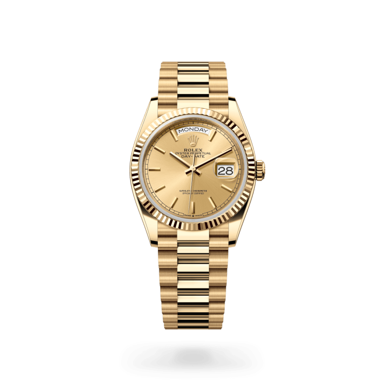 rolex day-date in 18 ct yellow gold, m128238-0045 - ben bridge