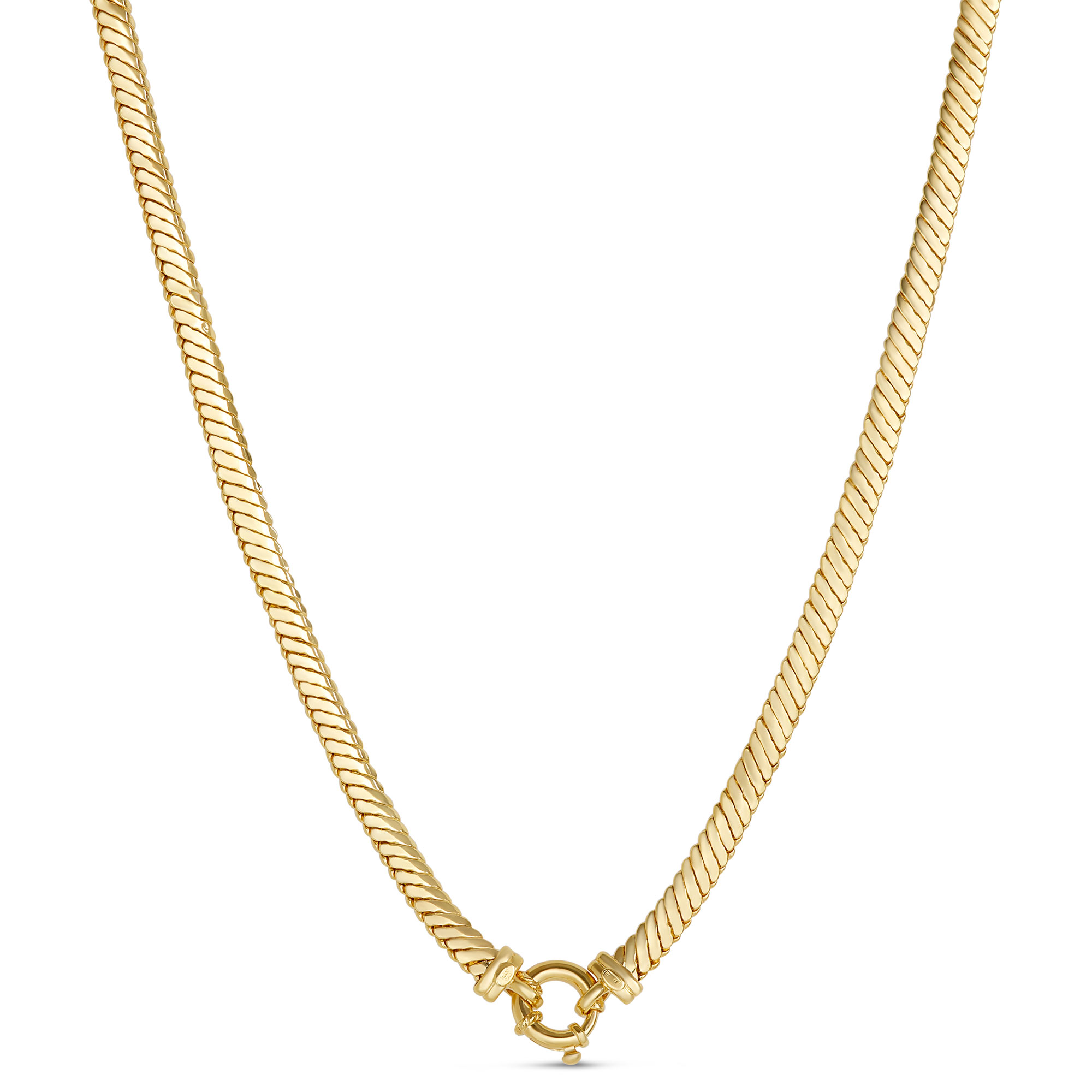 Toscano 18-Inch Oval Snake Link Necklace, 14K Yellow Gold