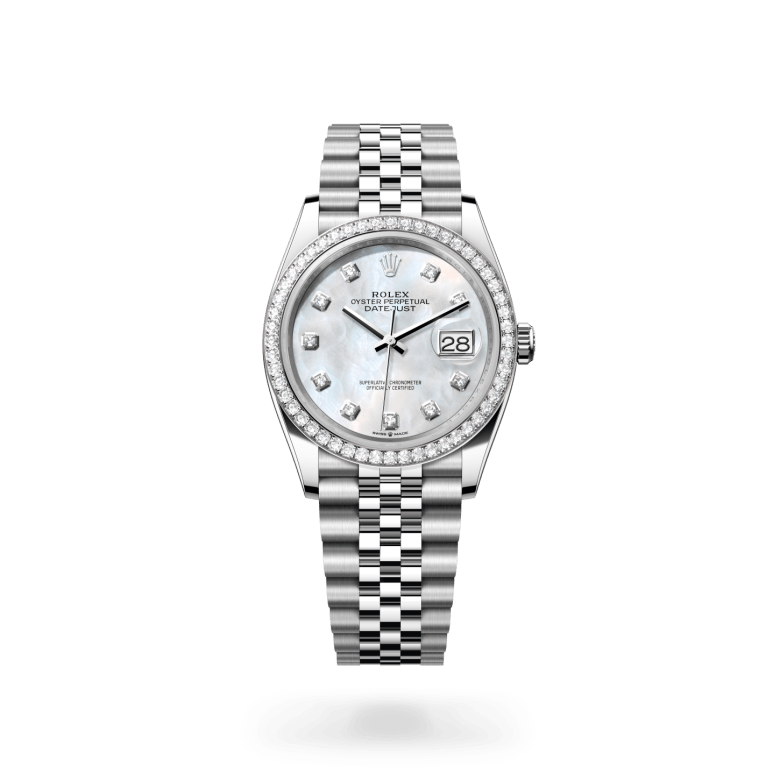 rolex datejust in white rolesor - combination of oystersteel and white gold, m126284rbr-0011 - ben bridge