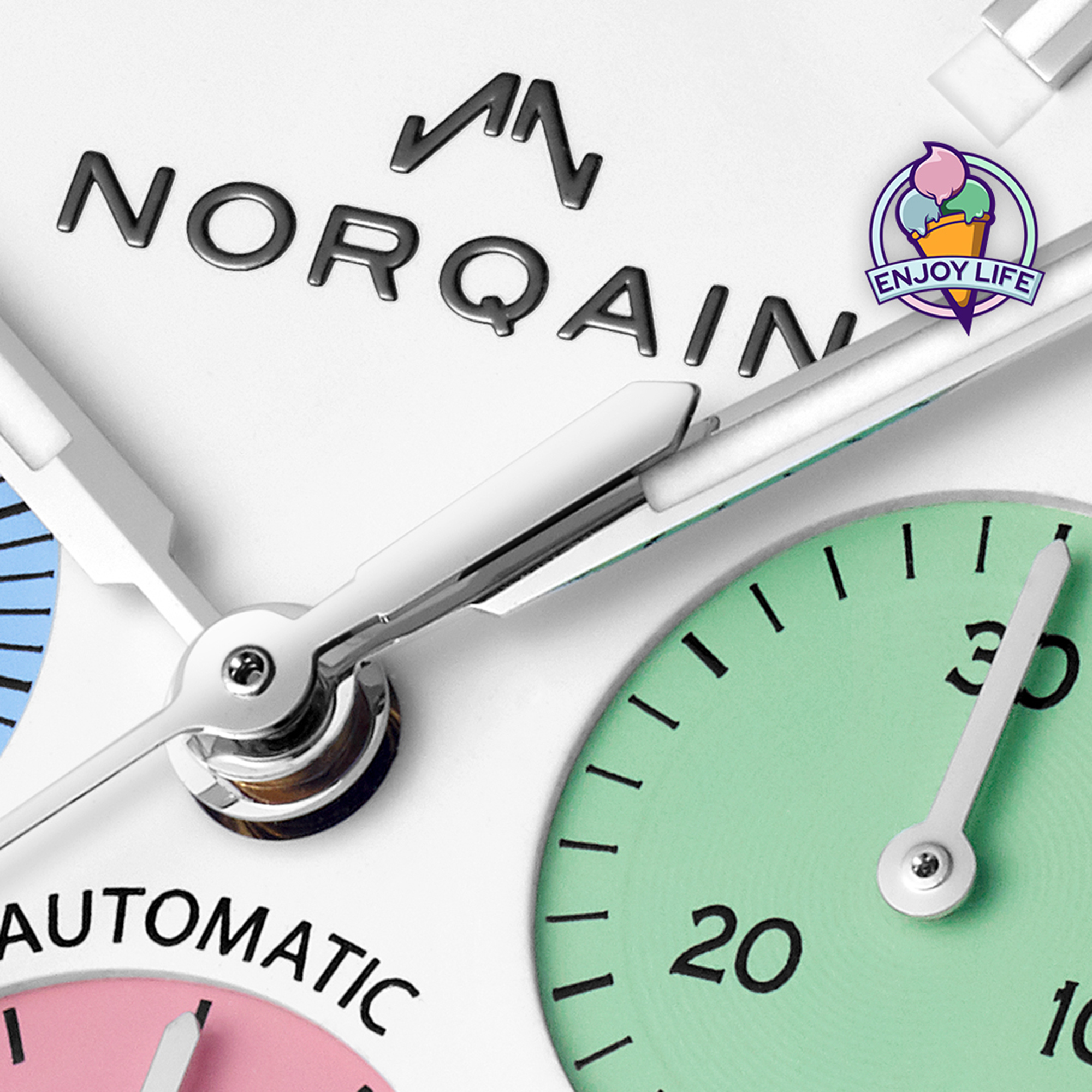 NORQAIN Freedom 60 Chrono &ldquo;ENJOY LIFE&rdquo; Special Edition White Dial Watch, 40mm