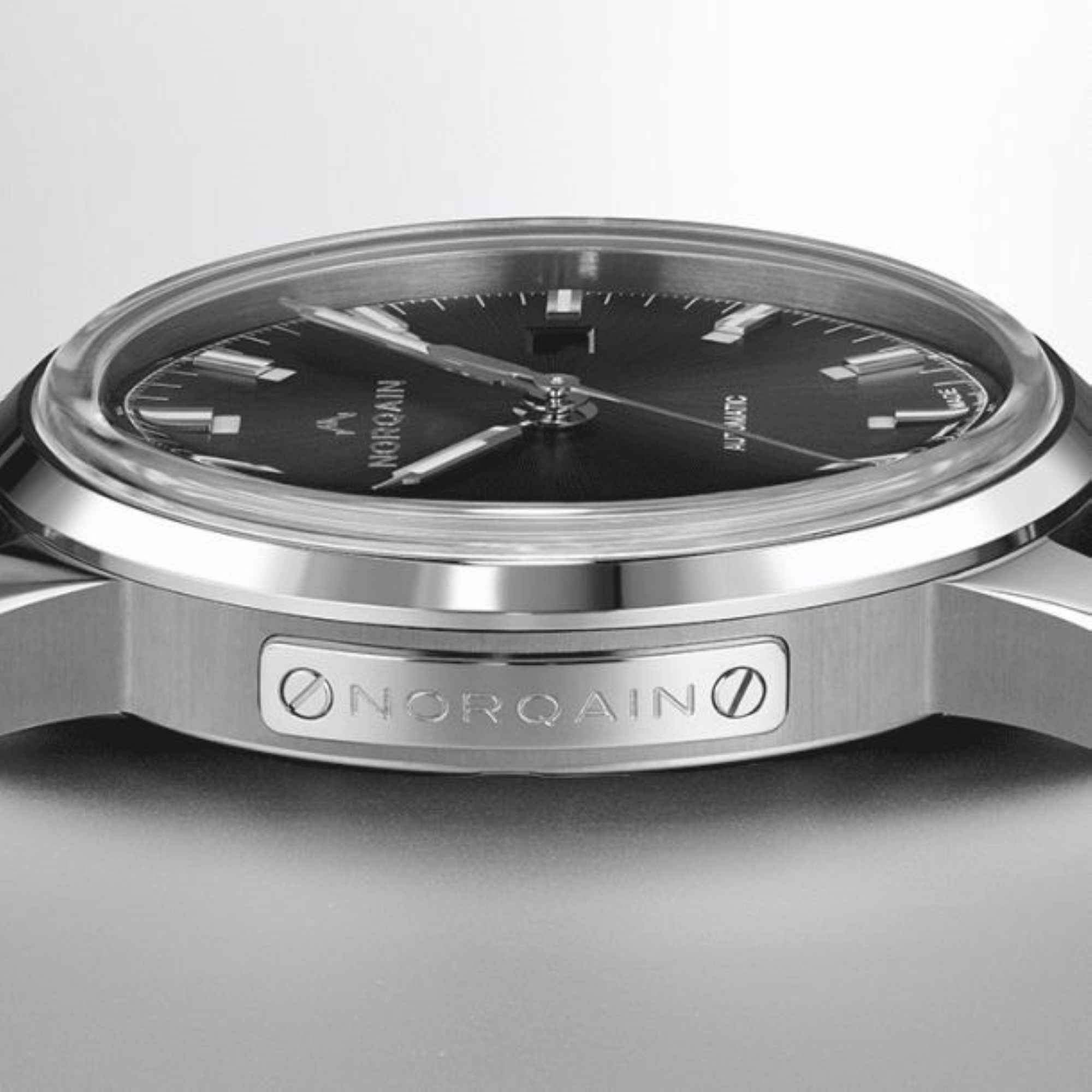 NORQAIN Freedom 60 Black Dial Stainless Steel Automatic Watch, 42mm