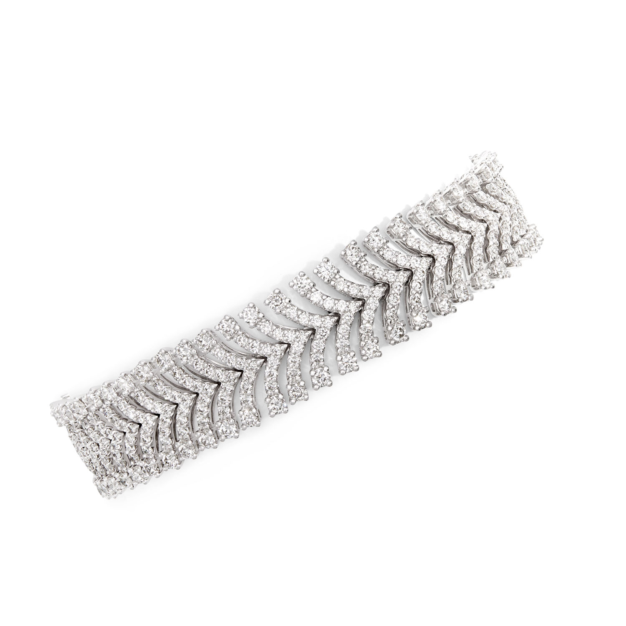 Elegant Multi-Row Diamond Bracelet, 10 Total Carat Weight, 14K White Gold
