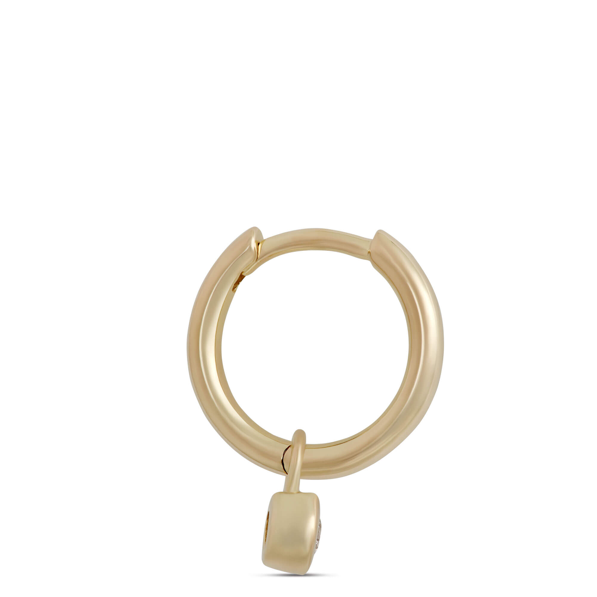 12MM Diamond Hoop Earrings, 14K Yellow Gold