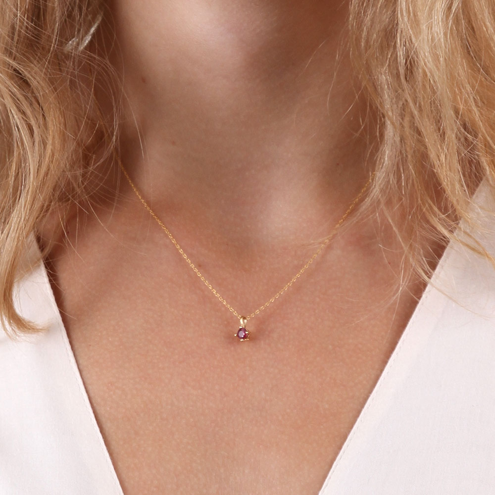 Round Ruby Pendant 14K