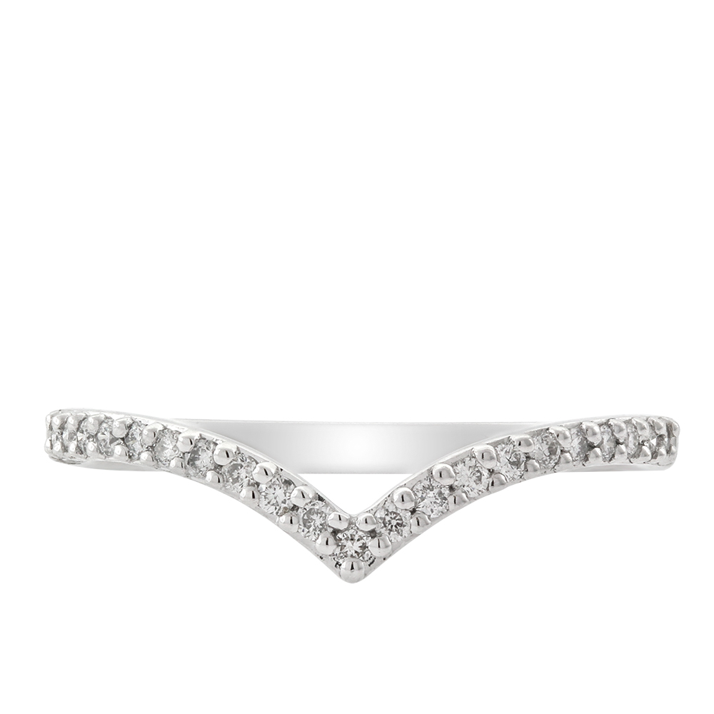Diamond Chevron Midi Ring 14K