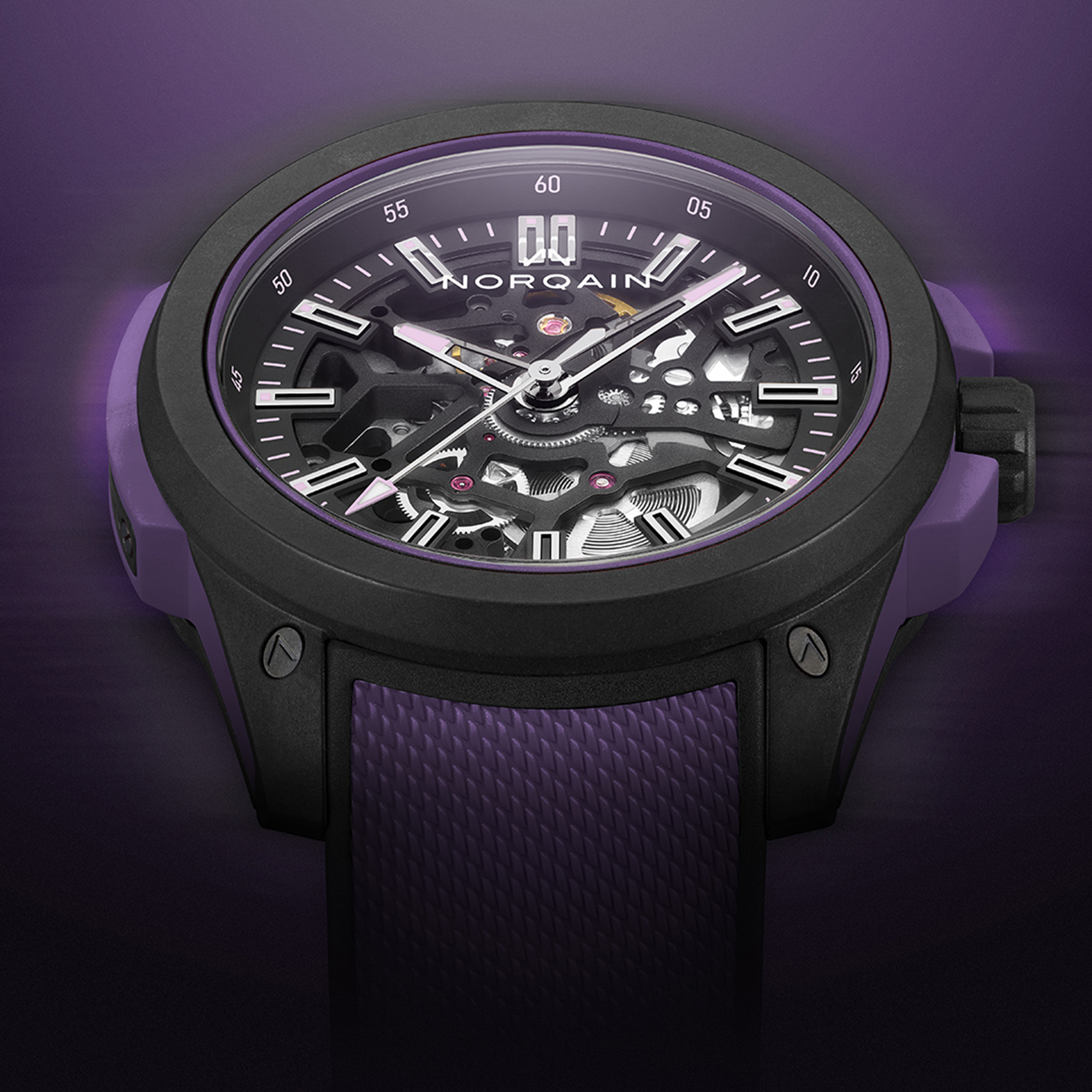 NORQAIN Wild One Skeleton Black Dial Watch, 42mm
