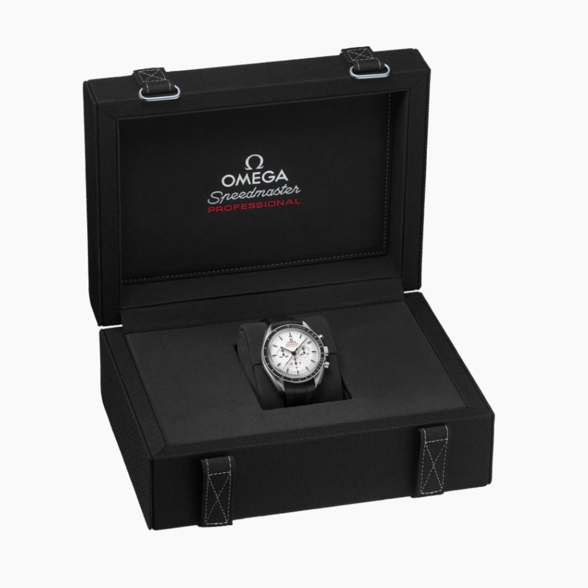 OMEGA Speed Master Moon Professional White Dial Rubber Strap Watch, 42mm