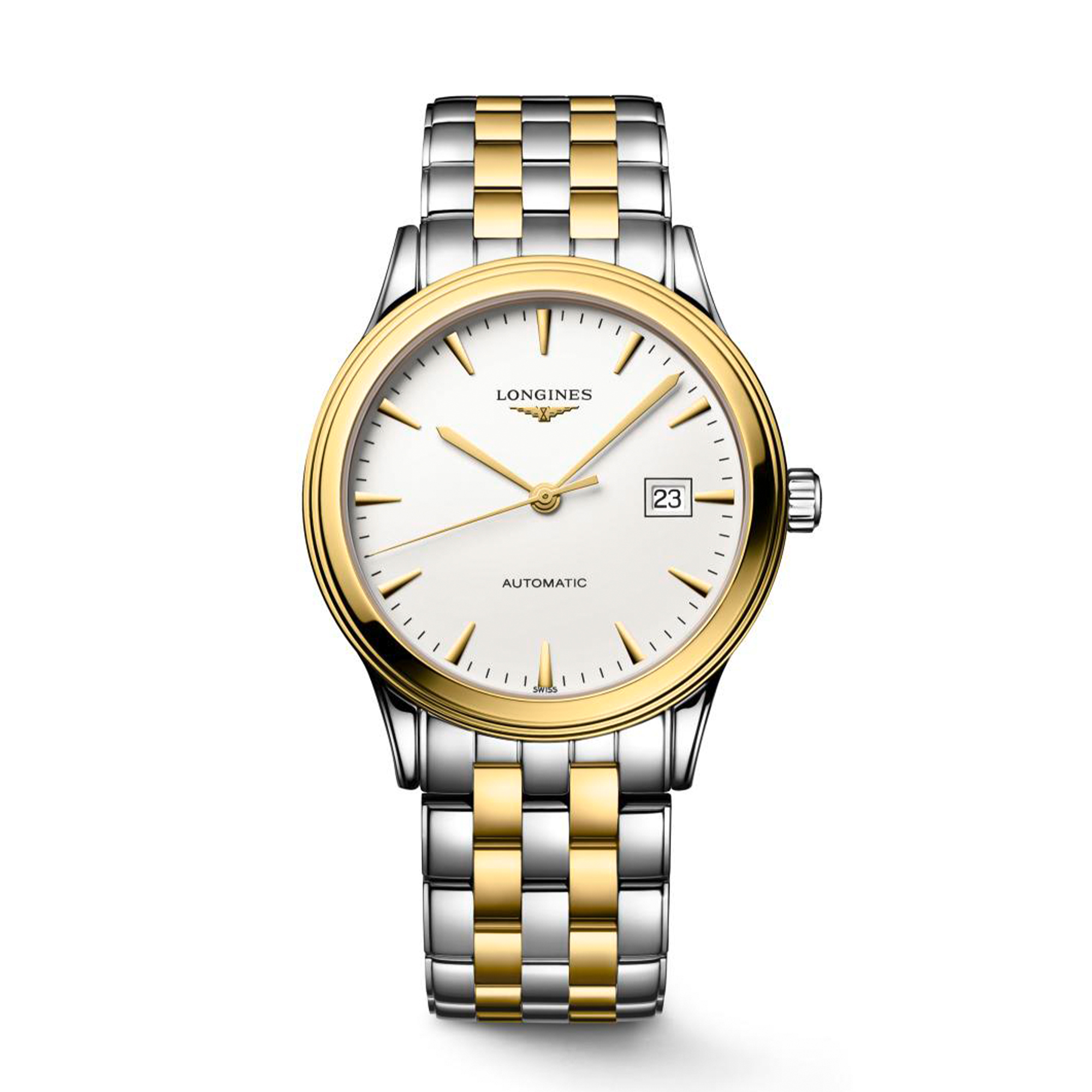 LONGINES アナログ時計 ホワイト/ゴールド Longines Flagship White Dial Watch, 40mm