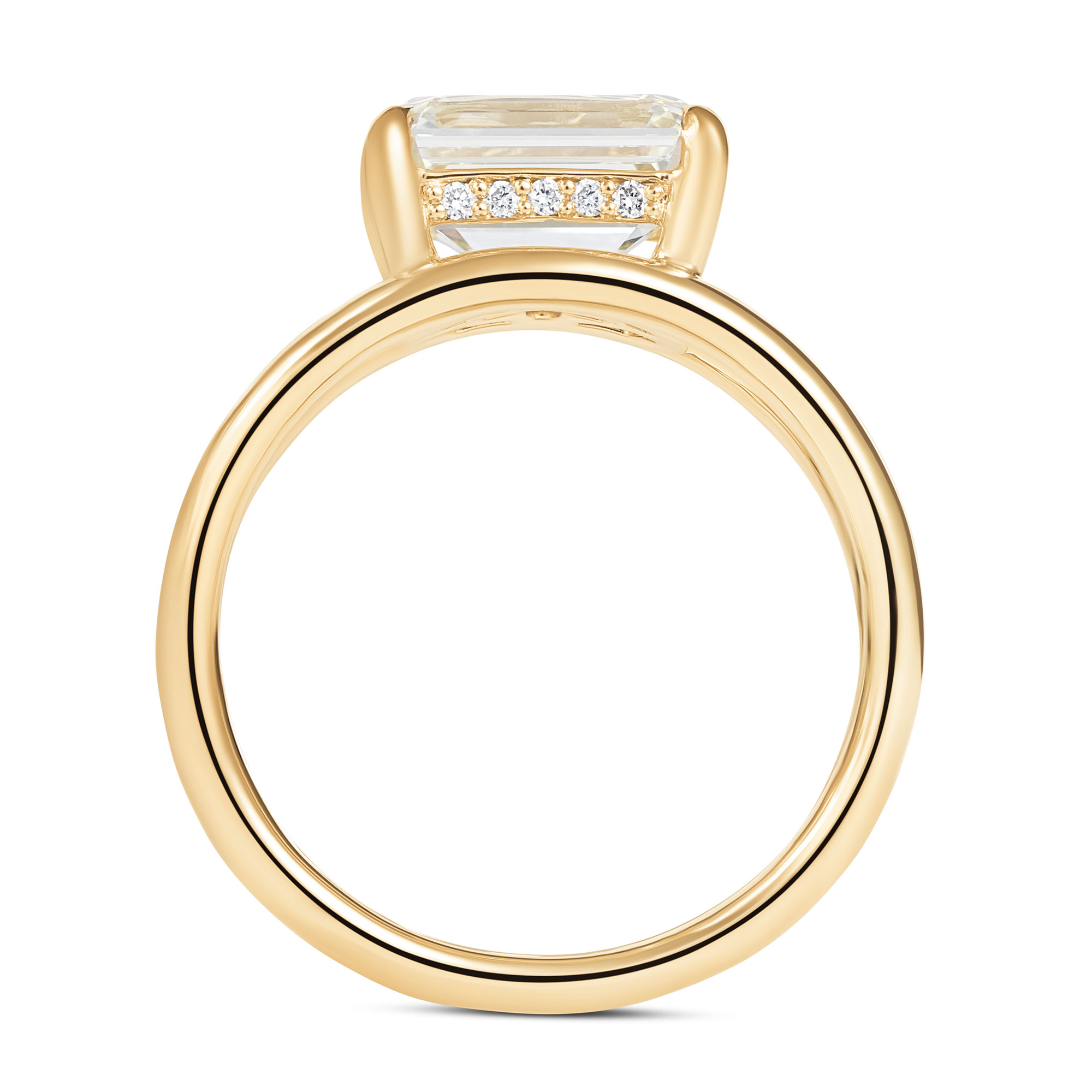 Bella Ponte Split Shank Emerald Cut Diamond Engagement Ring, 14K Yellow Gold