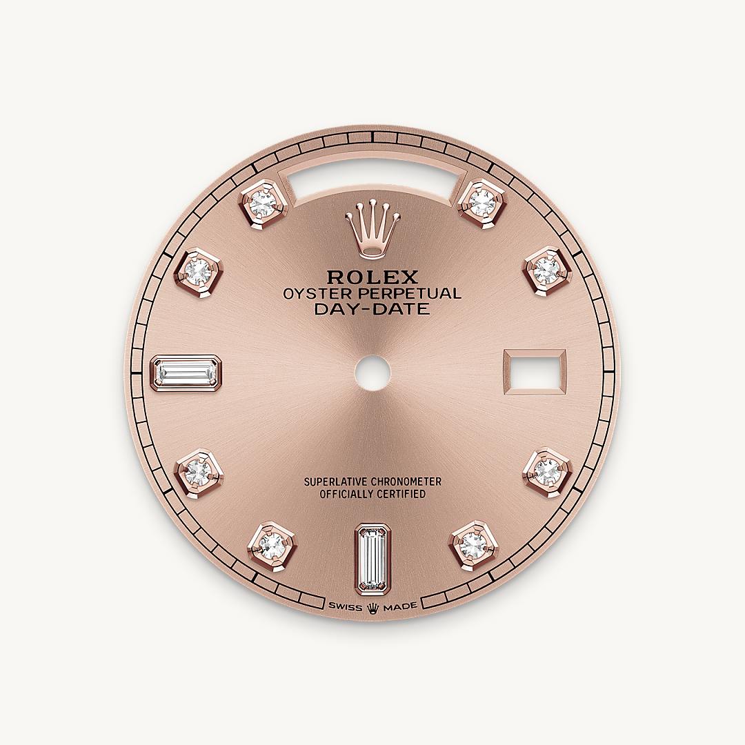 rolex day-date in 18 ct everose gold, m128235-0009 - ros&eacute;-colour dial - ben bridge