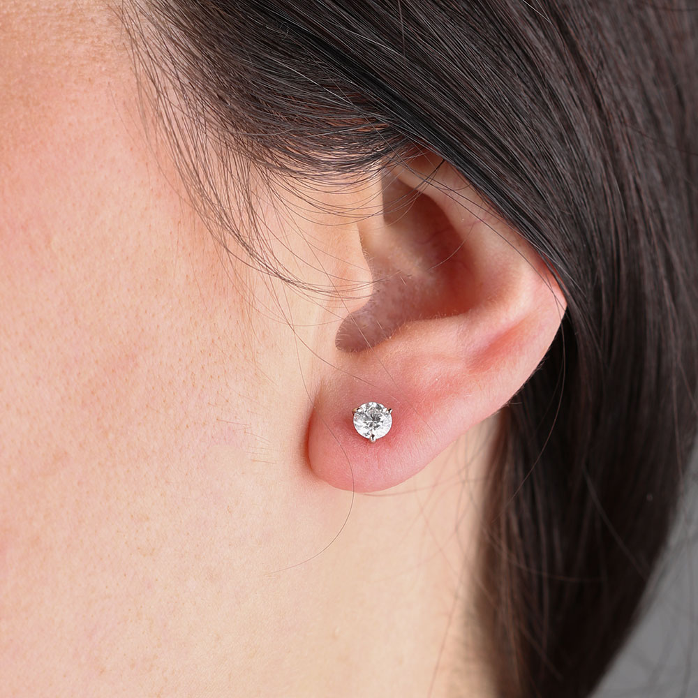 Ikuma Round Diamond Stud Earrings, &frac34; Carat Total Weight, in 14K White Gold