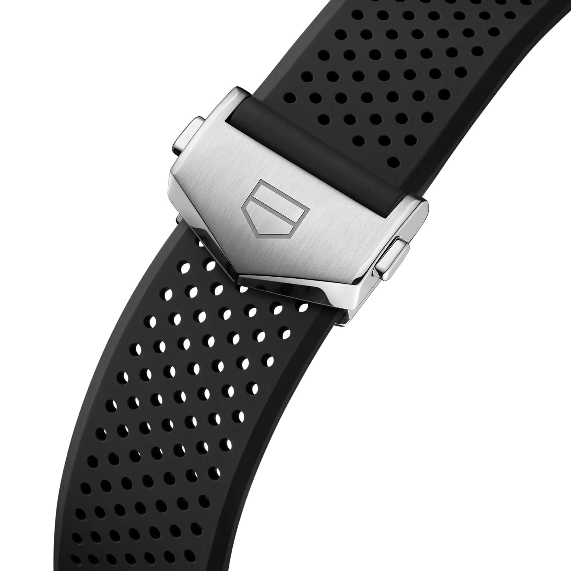 TAG Heuer Carrera Chronograph Watch Black Dial Rubber Strap, 44mm