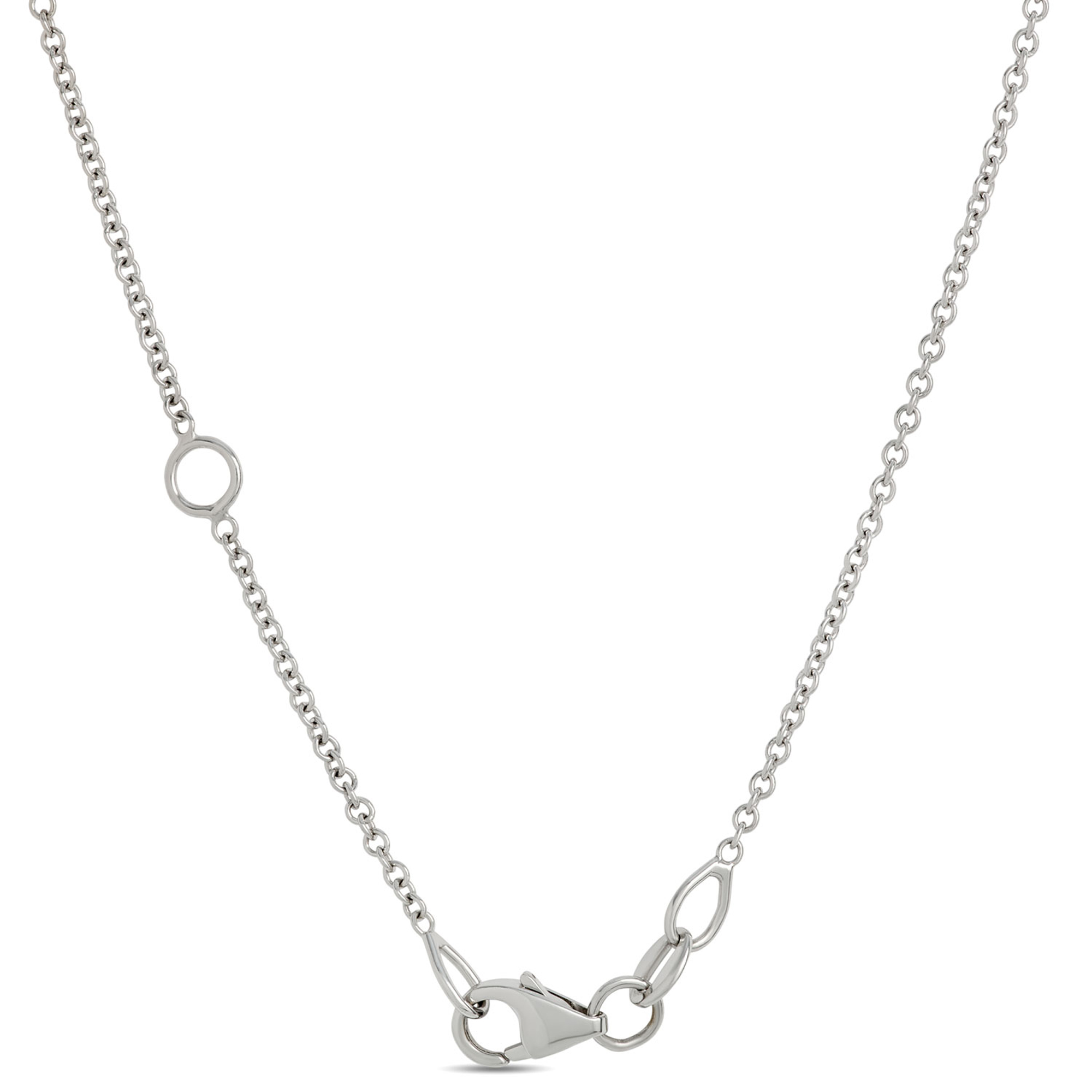 Classic Round Sapphire and Diamond Necklace, 1 Carat Total Weight, 18K White Gold