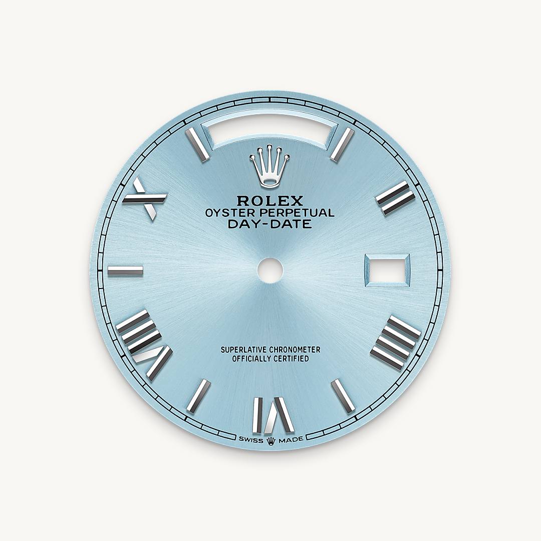 rolex day-date in platinum, m128236-0018 - ice-blue dial - ben bridge
