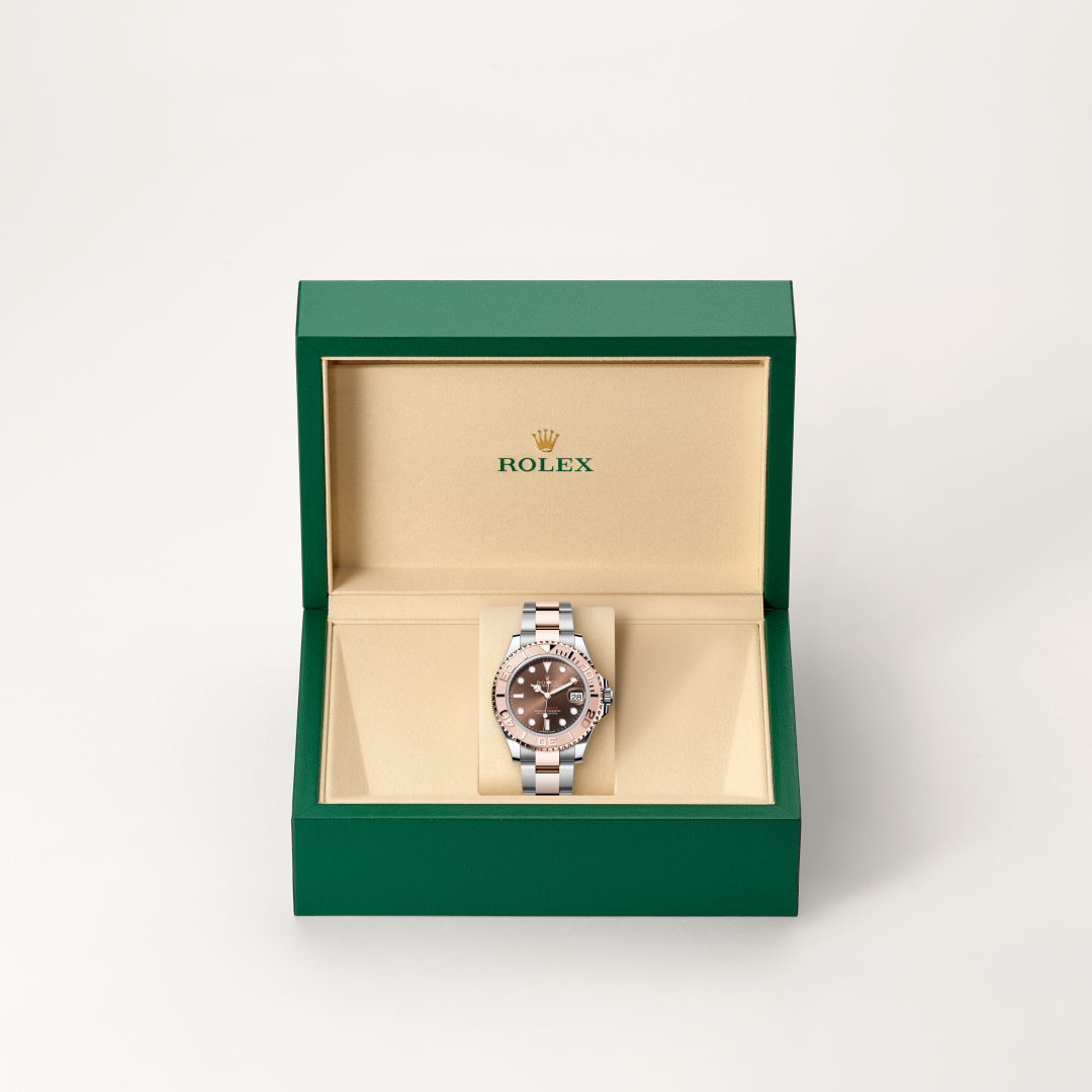 rolex yacht-master in everose rolesor - combination of oystersteel and everose gold, m268621-0003 - in rolex box - ben bridge