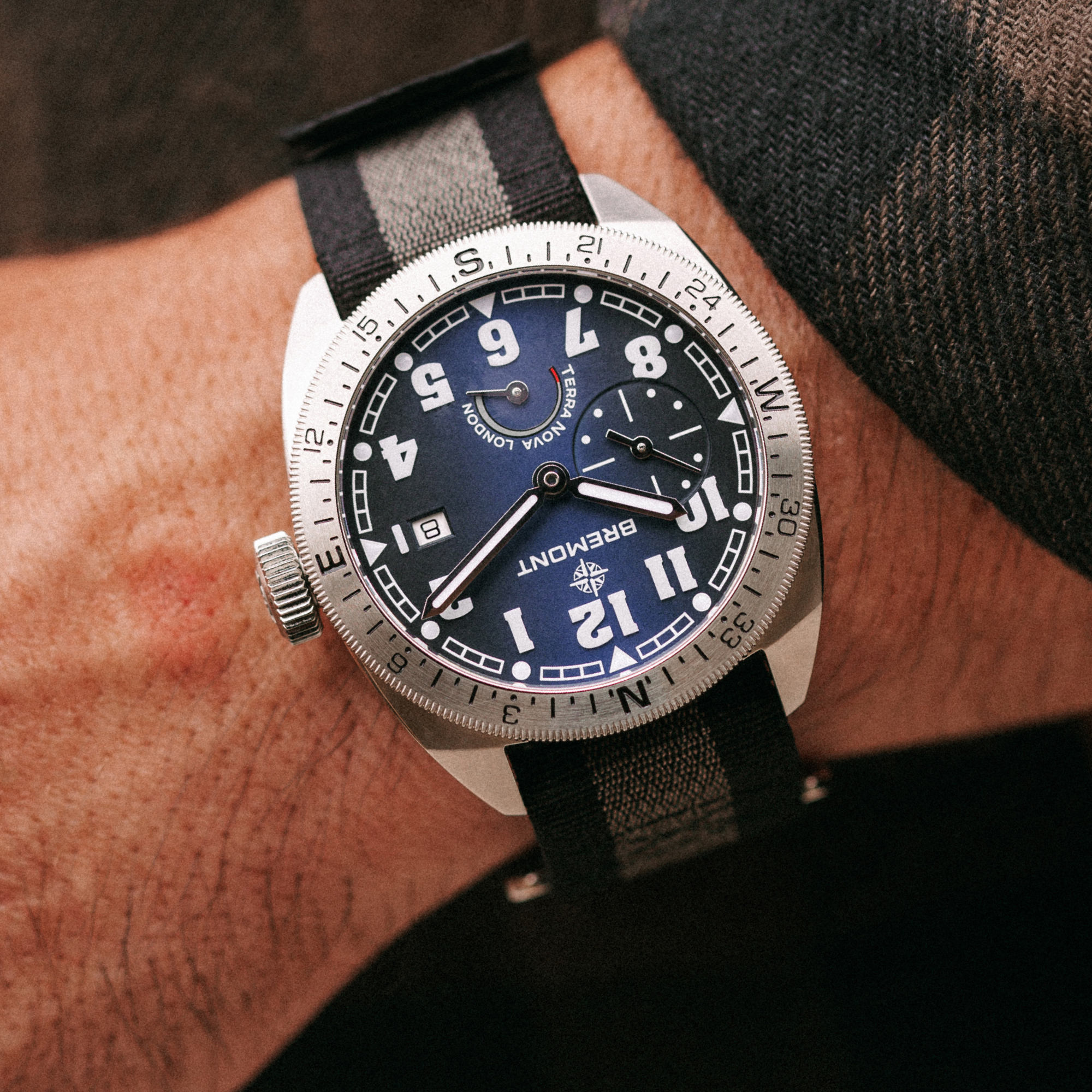Bremont Terra Nova Turning Bezel Power Reserve Blue Dial Watch, 40.5mm