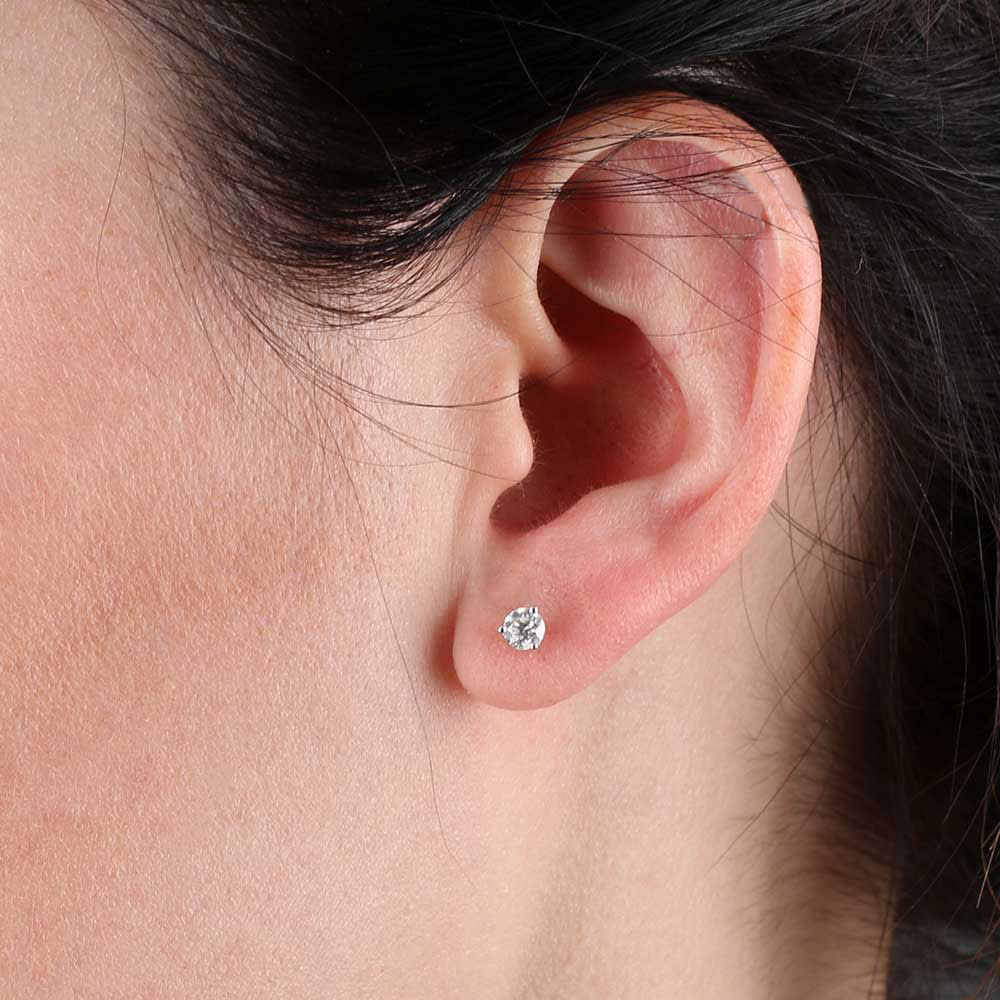 Ikuma Round Diamond Stud Earrings, &frac12; Carat Total Weight, in 14K White Gold