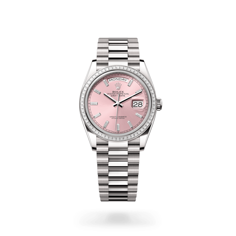 rolex day-date in 18 ct white gold, m128399tbr-0029 - ben bridge