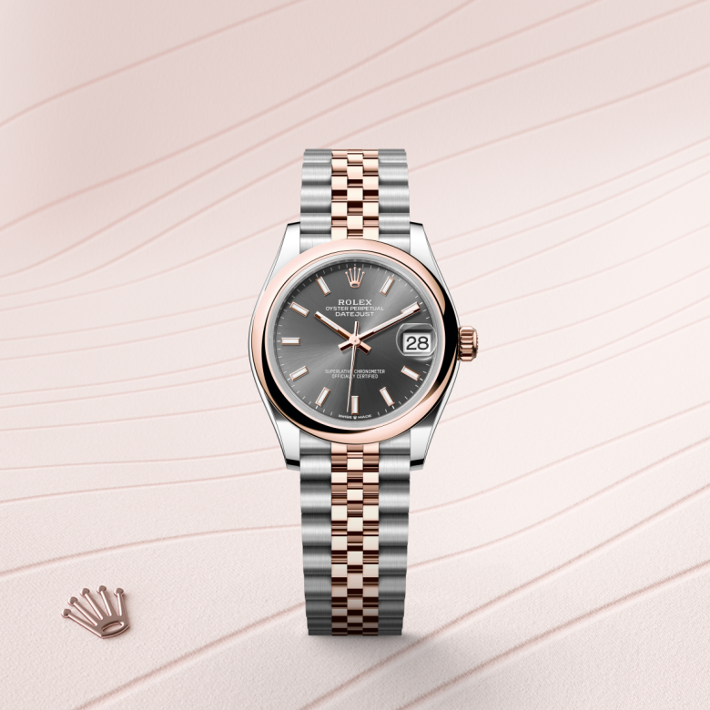 rolex datejust in everose rolesor - combination of oystersteel and everose gold, m278241-0018 - watch with background color - ben bridge