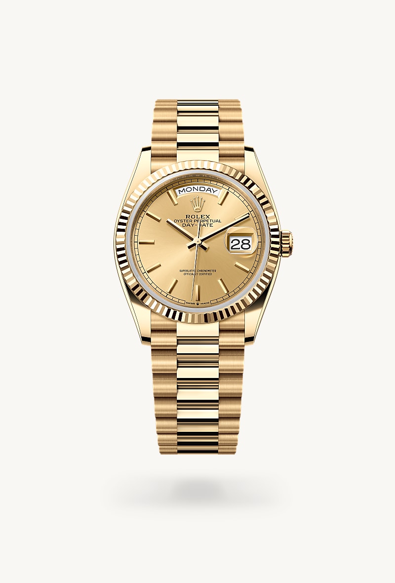rolex day-date in 18 kt yellow gold, m128238-0045 - ben bridge